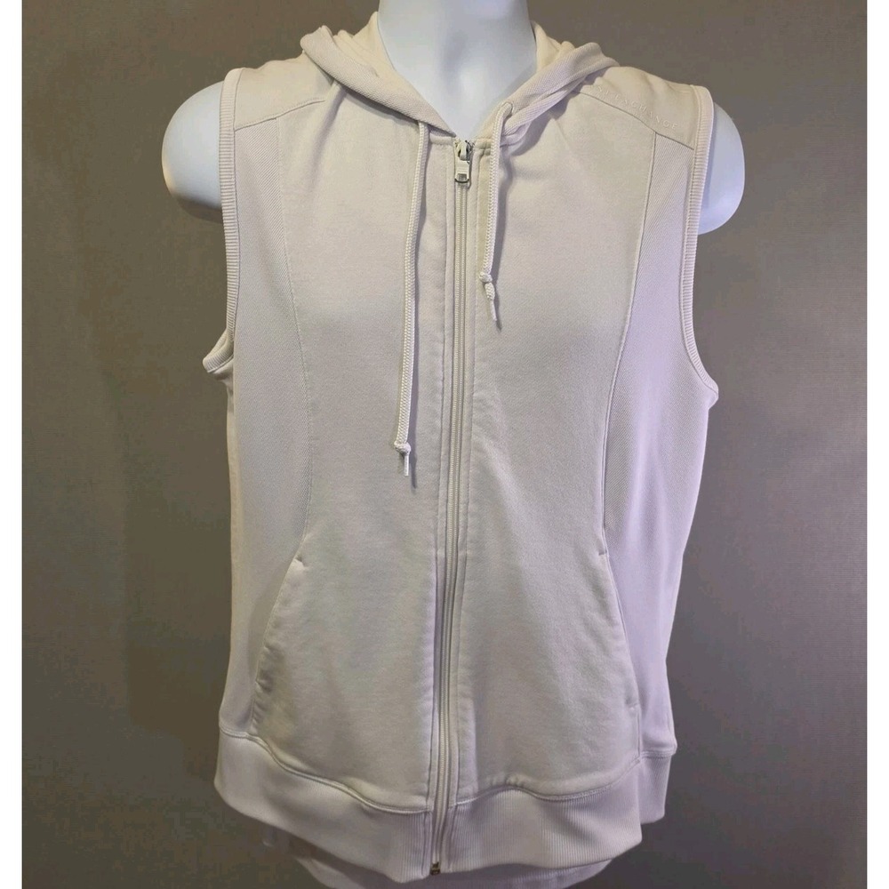 ARMANI EXCHANGE A/X White Full Zip M Terry Knit Vest Athletic Logo Hooded Cotton